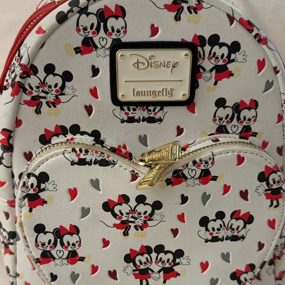 Loungefly Mickey Minnie Love Heart AOP Mini Backpack + Wallet Valentine Couple - Picture 2 of 15